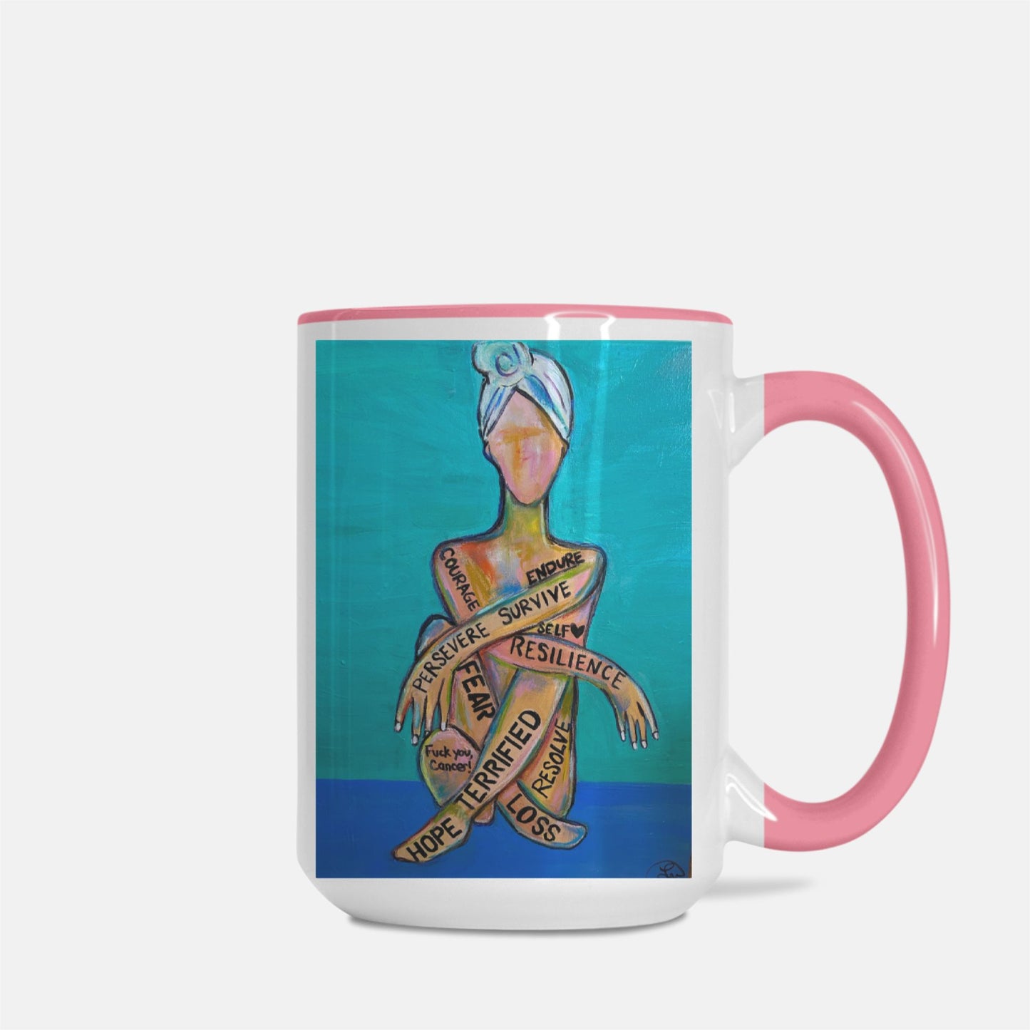 Mug Deluxe 15oz. (Pink + White)