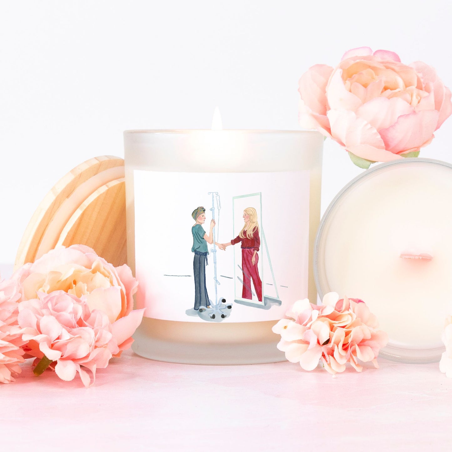 Mirror Candle Frosted (Pink Wick) Glass