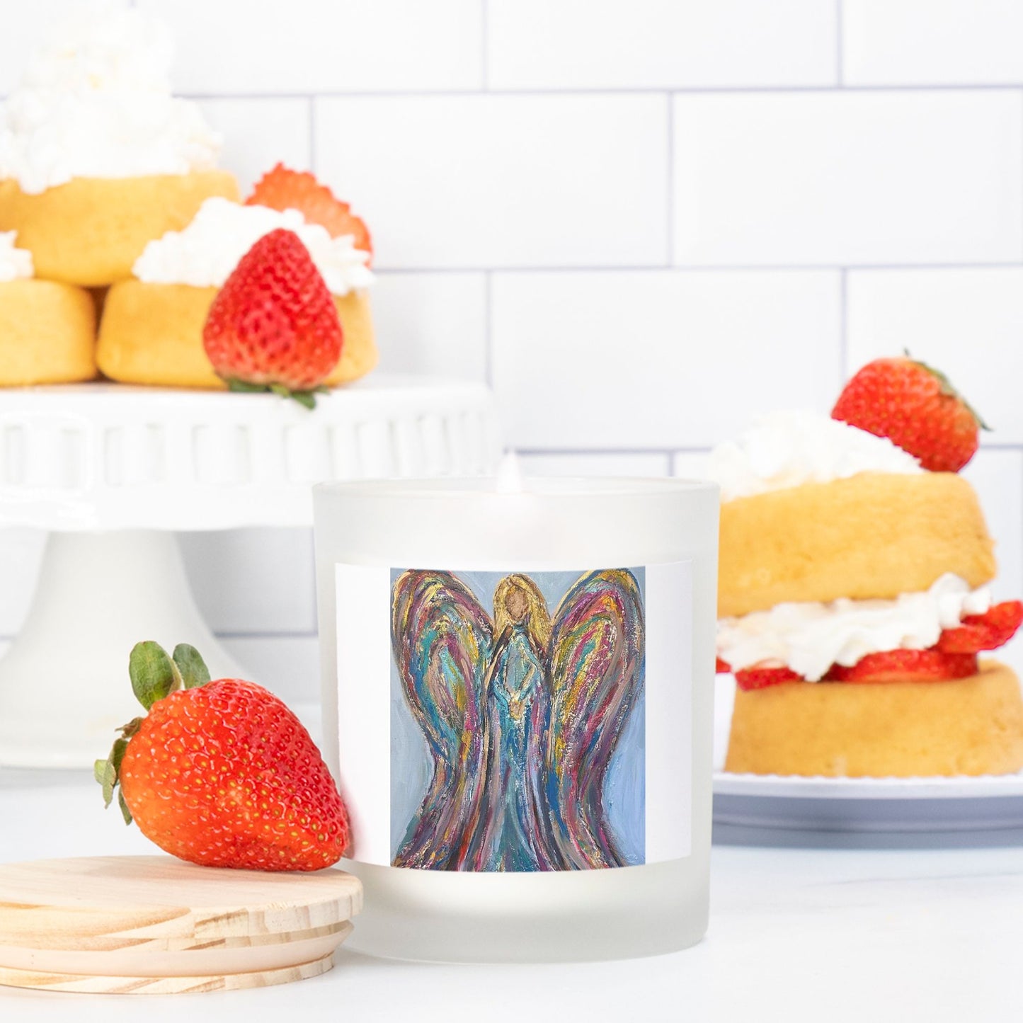 Angel Candle Frosted (Pink Wick) Glass