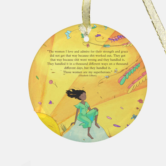 Sarah: Sunset Muse Ornament - Clear Glass (Round)