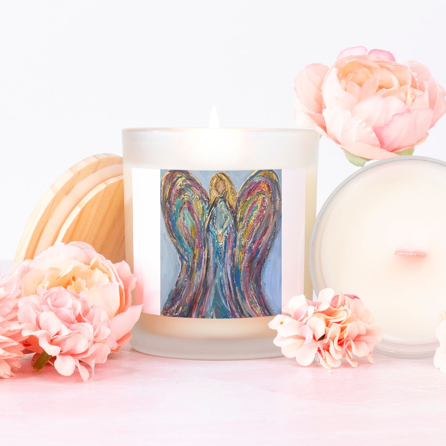 Angel Candle Frosted (Pink Wick) Glass
