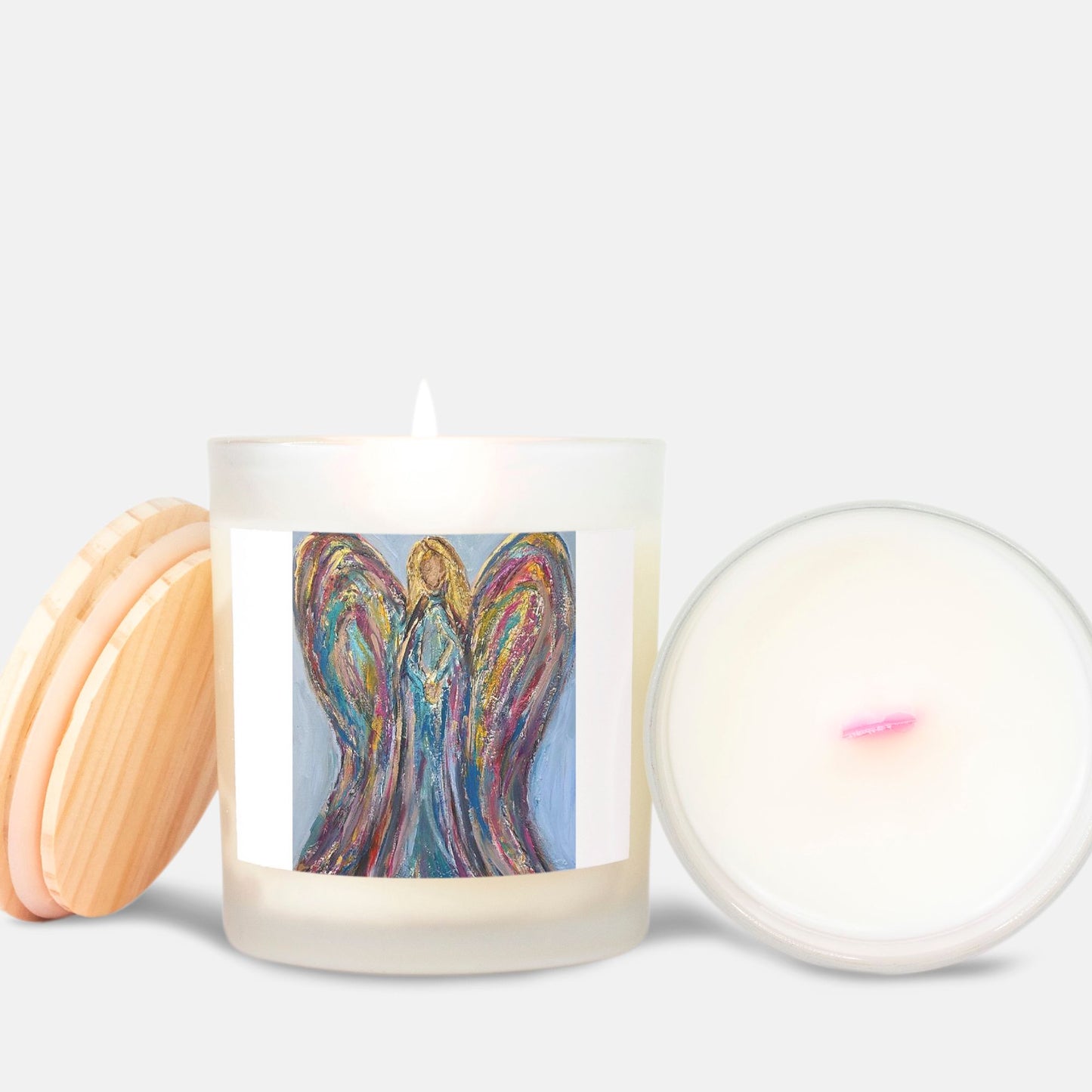 Angel Candle Frosted (Pink Wick) Glass