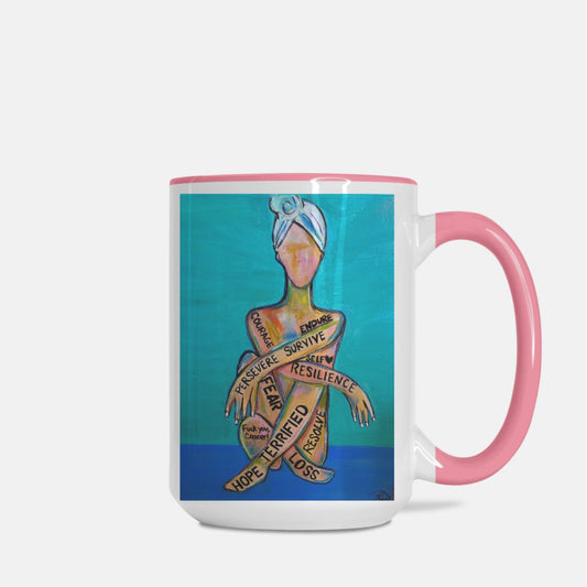 Mug Deluxe 15oz. (Pink + White)