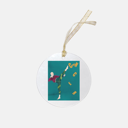 Heidi Teal Ornament - Clear Acrylic (Round)