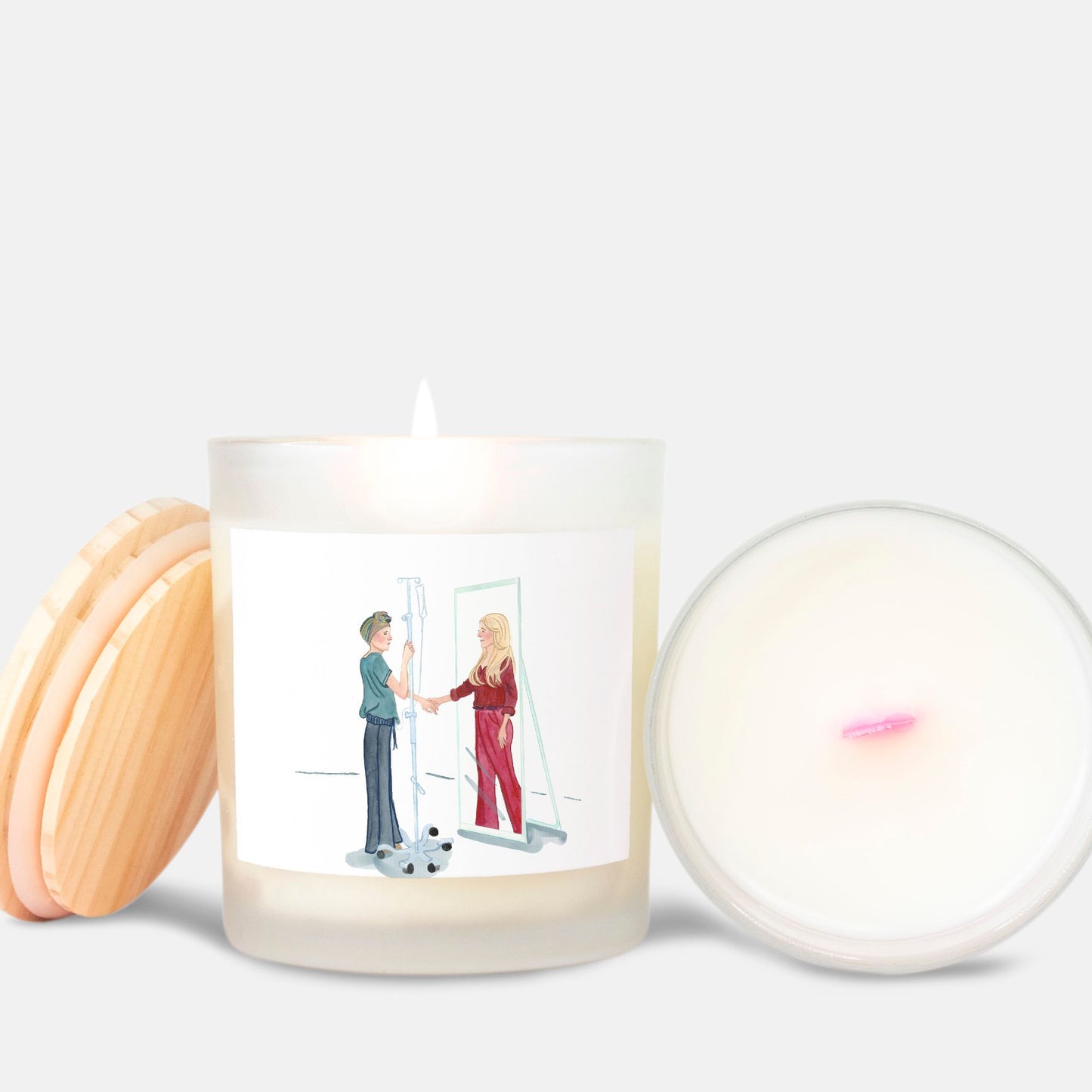 Mirror Candle Frosted (Pink Wick) Glass