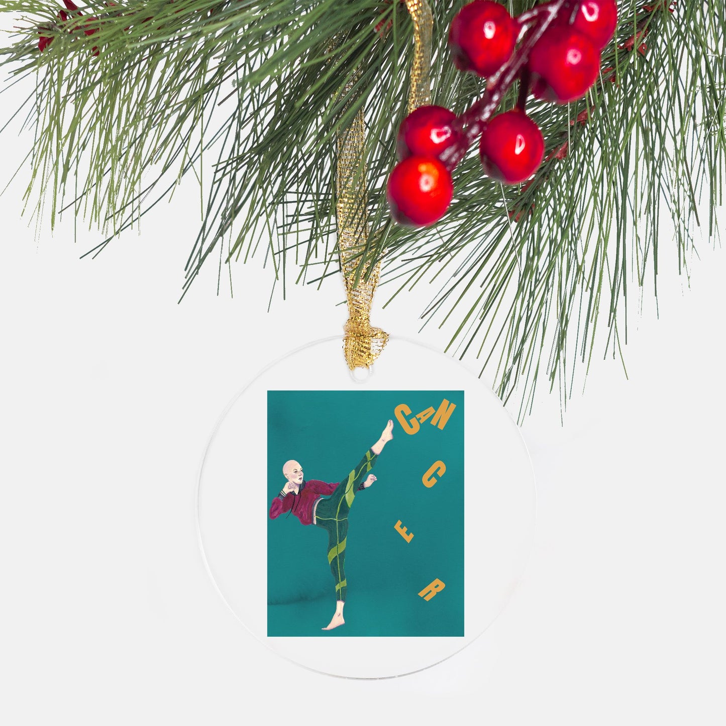 Heidi Teal Ornament - Clear Acrylic (Round)